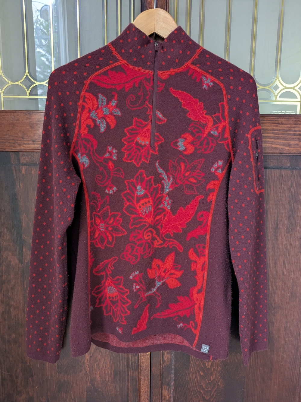 Title Nine Men's Burgundy Floral Zip-Up Sweater